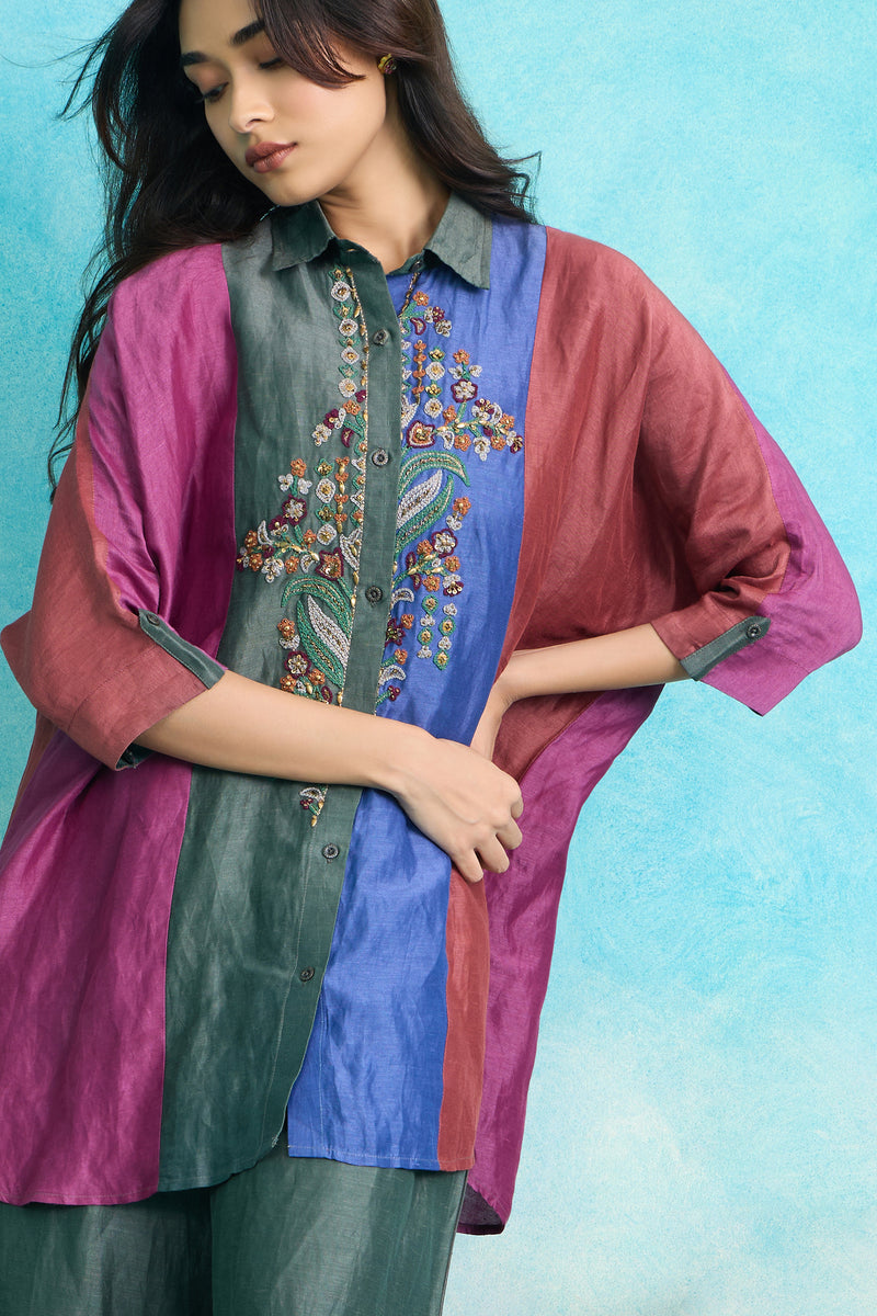 The 'Dhatu-Rang' Chromatic Shirt-Palazzo Set