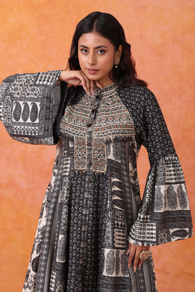 The 'Syaahi' Bell-Sleeve Kurta-Palazzo Set