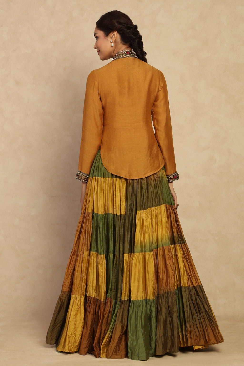 The 'Rang - Utsav' Hand - Embroidered Linen Satin Lehenga Set - ilaaraThe 'Rang - Utsav' Hand - Embroidered Linen Satin Lehenga Set
