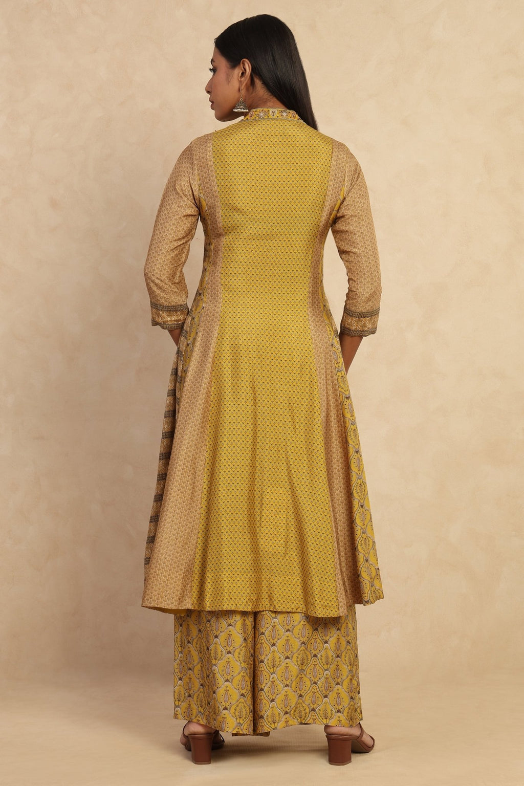 The 'Sarso' Muslin Silk Anarkali - Palazzo Set - ilaaraThe 'Sarso' Muslin Silk Anarkali - Palazzo Set