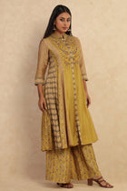 The 'Sarso' Muslin Silk Anarkali - Palazzo Set - ilaaraThe 'Sarso' Muslin Silk Anarkali - Palazzo Set